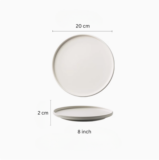 White porcelain flat plate, small 8 inch 20cm β Simple Palette Singapore