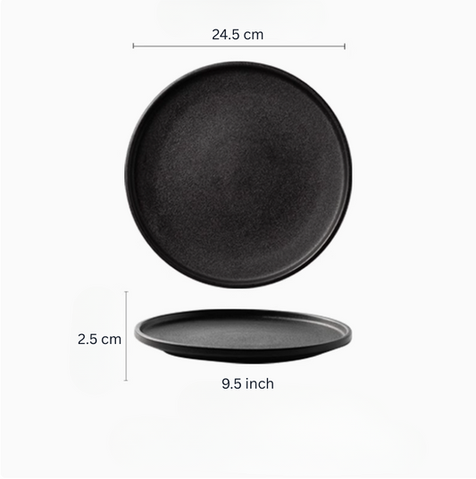 Black porcelain flat plate, medium 9.5 inch 24.5cm β Simple Palette Singapore