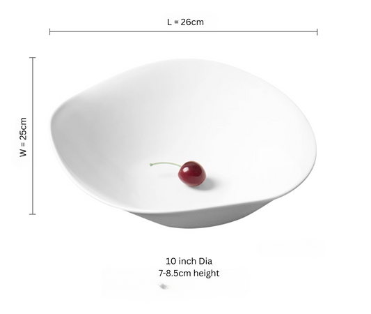 Luna shape white porcelain bowl, medium 26cm β Simple Palette Singapore