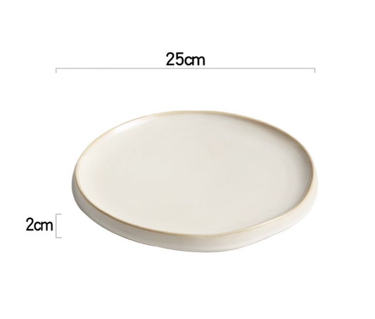 Irregular-shaped porcelain flat plate, medium 10 inch – Simple Palette Singapore