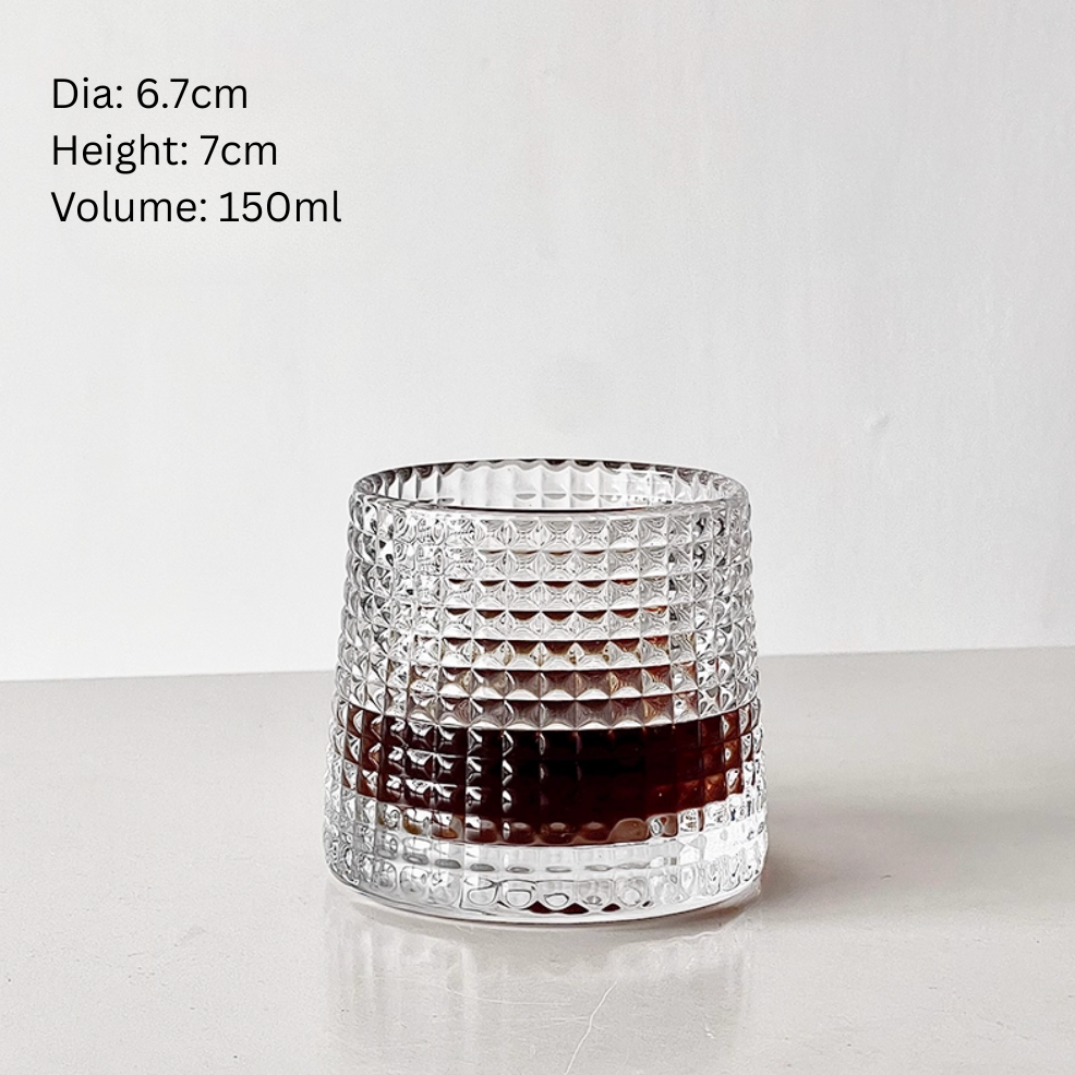 Simple Palette Drinking Glass β Grid, side angle view with diamond texture