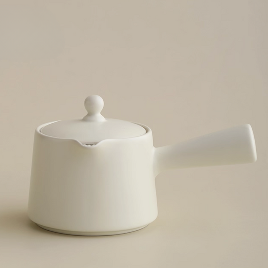 Close-up detail of Wabi Sabi teapot showing natural ceramic texture and artisanal craftsmanship