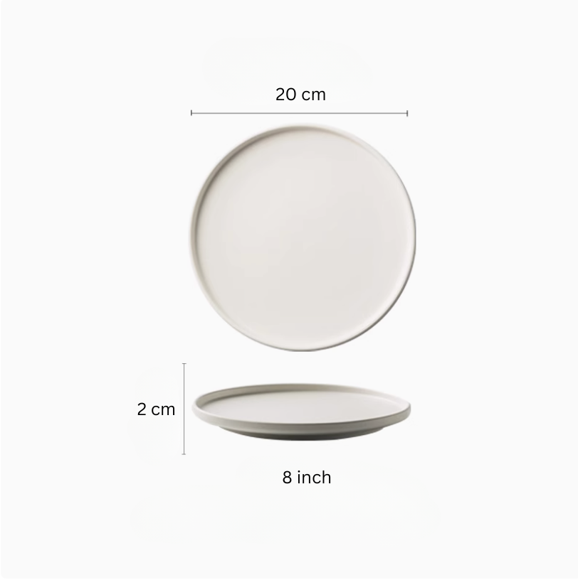White porcelain flat plate, small 8 inch 20cm – Simple Palette Singapore