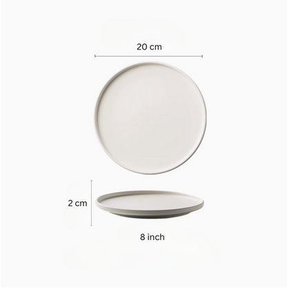 White porcelain flat plate, small 8 inch 20cm – Simple Palette Singapore