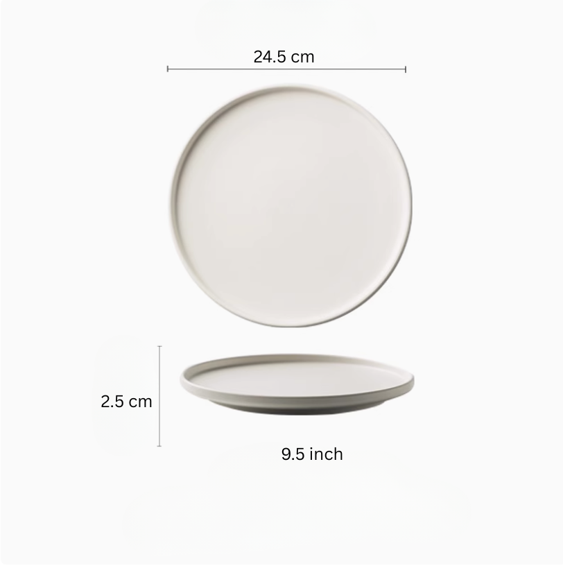 White porcelain flat plate, medium 9.5 inch 24.5cm – Simple Palette Singapore