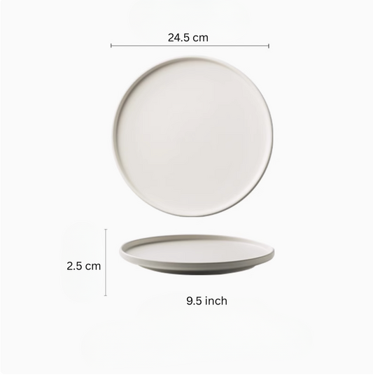White porcelain flat plate, medium 9.5 inch 24.5cm – Simple Palette Singapore