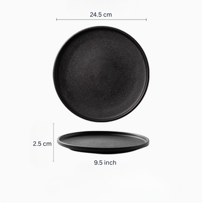 Black porcelain flat plate, medium 9.5 inch 24.5cm – Simple Palette Singapore