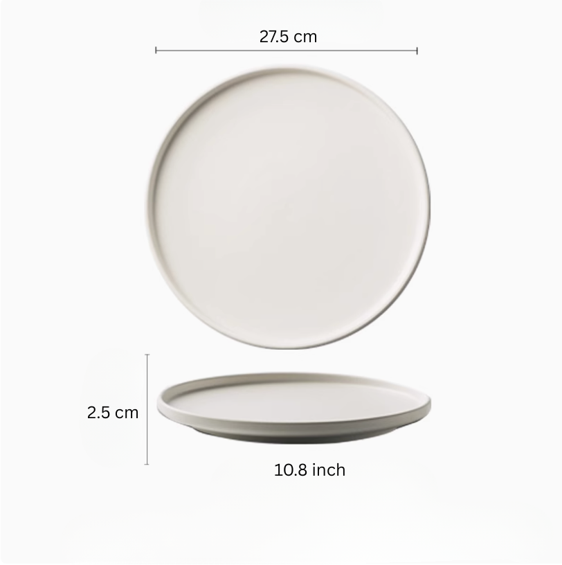 White porcelain flat plate, big 10.8 inch 27.5cm – Simple Palette Singapore