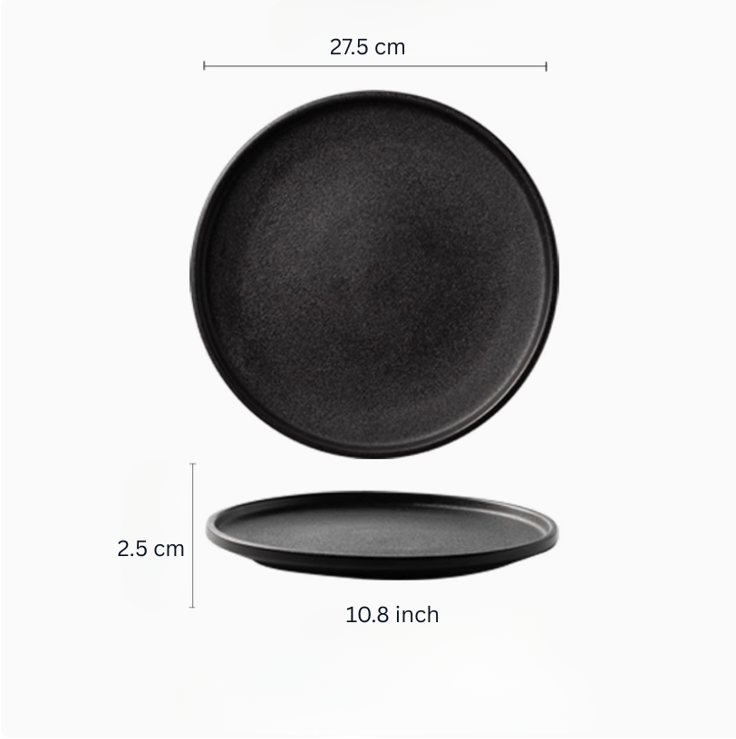 Black porcelain flat plate, big 10.8 inch 27.5cm – Simple Palette Singapore
