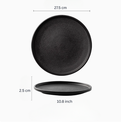 Black porcelain flat plate, big 10.8 inch 27.5cm – Simple Palette Singapore