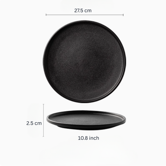 Black porcelain flat plate, big 10.8 inch 27.5cm – Simple Palette Singapore