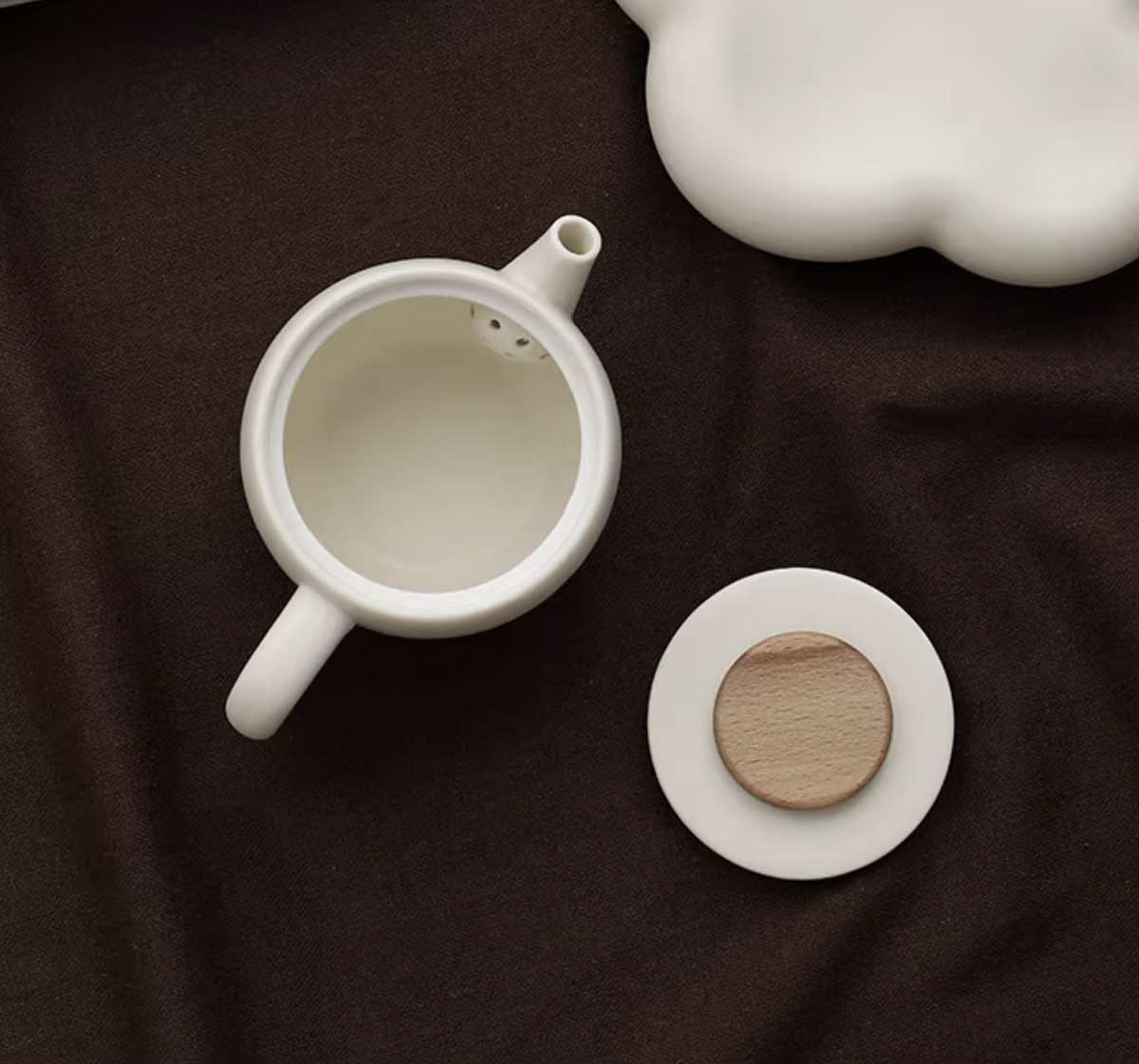 Wabi Sabi ceramic teapot with wooden lid, photo 1 – Simple Palette Singapore