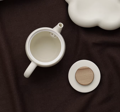 Wabi Sabi ceramic teapot with wooden lid, photo 1 – Simple Palette Singapore
