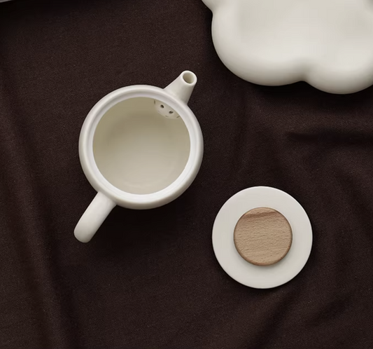 Wabi Sabi ceramic teapot with wooden lid, photo 1 – Simple Palette Singapore