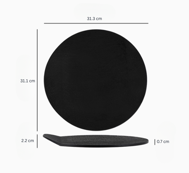 Black flat dessert plate, big 12.25 inch 31.3cm – Simple Palette Singapore