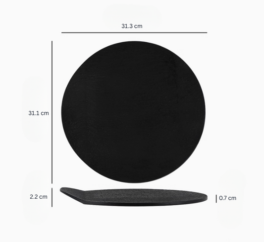 Black flat dessert plate, big 12.25 inch 31.3cm – Simple Palette Singapore