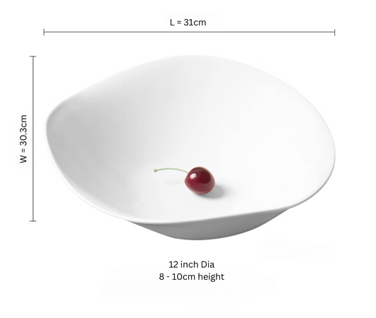 Luna shape white porcelain bowl, big 31cm – Simple Palette Singapore