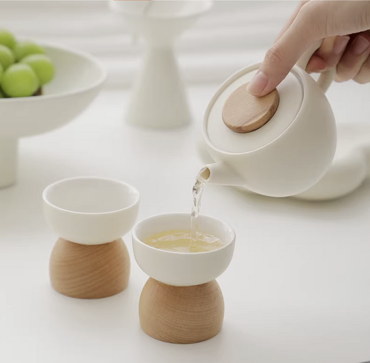 Wabi Sabi ceramic teapot with wooden lid, photo 2 – Simple Palette Singapore