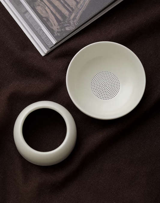 Wabi Sabi ceramic tea filter with strainer, photo 2 – Simple Palette Singapore
