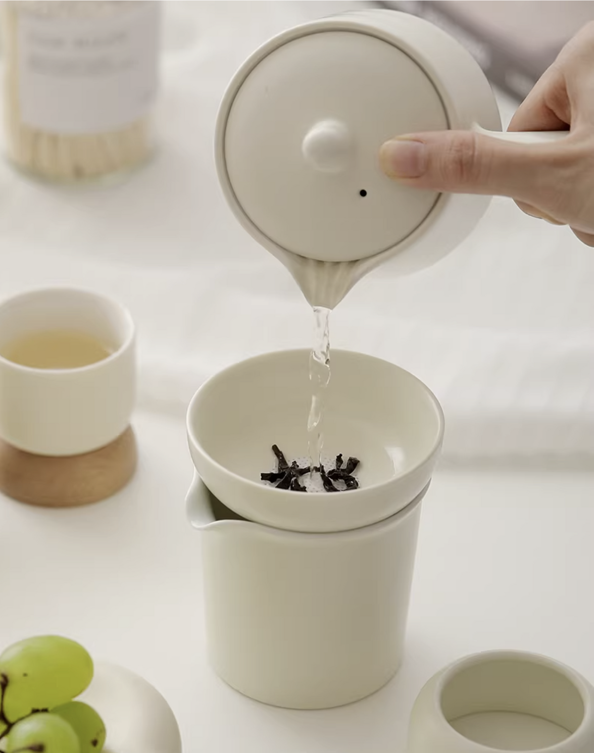 Wabi Sabi ceramic tea filter with strainer, photo 3 – Simple Palette Singapore