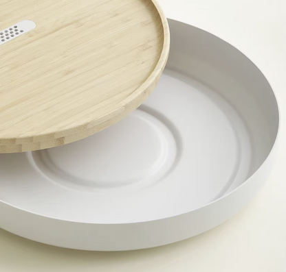 Wabi Sabi tea tray in stainless steel with bamboo top, photo 9 – Simple Palette Singapore