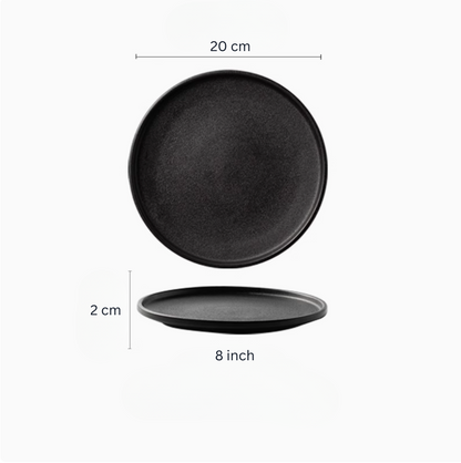 Black porcelain flat plate, small 8 inch 20cm – Simple Palette Singapore