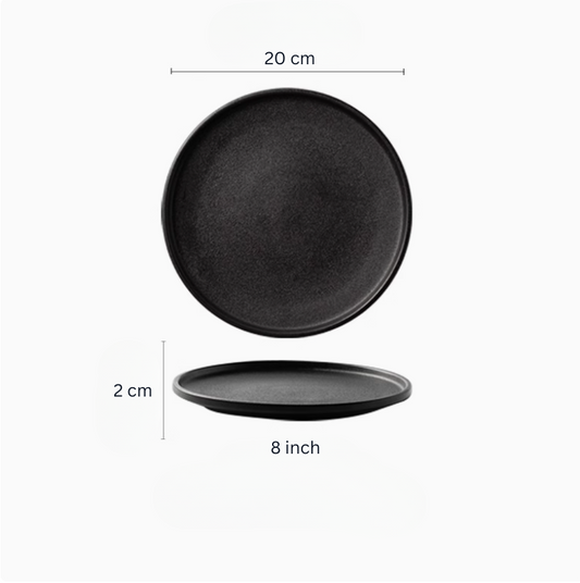 Black porcelain flat plate, small 8 inch 20cm – Simple Palette Singapore