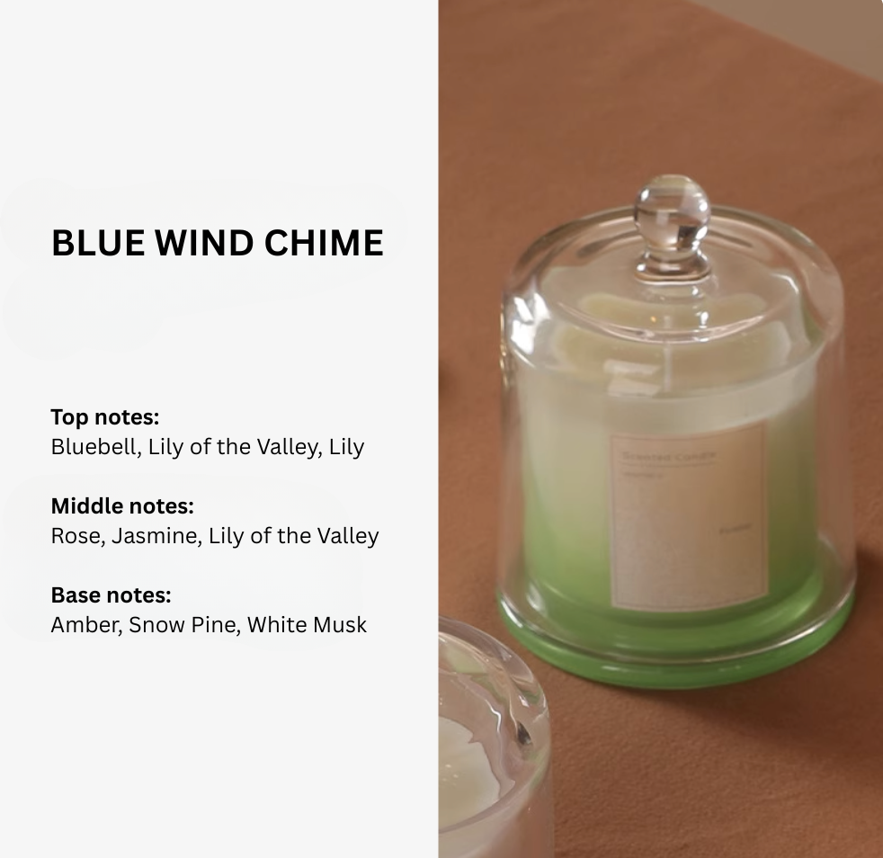 Blue Wind Chime 3-layer scented candle, fragrance notes – Simple Palette Singapore