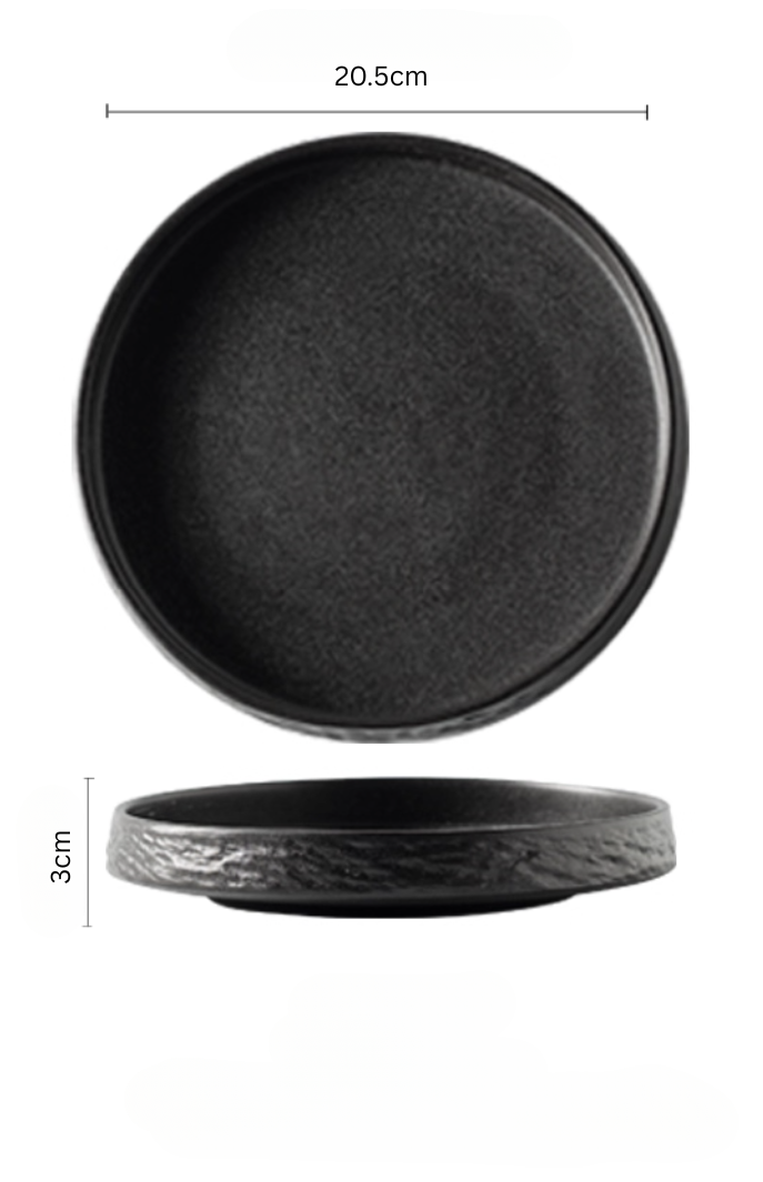 Black Deep Plate 20.5 cm – versatile bowl, perfect for soup or pasta, high-fired porcelain finish