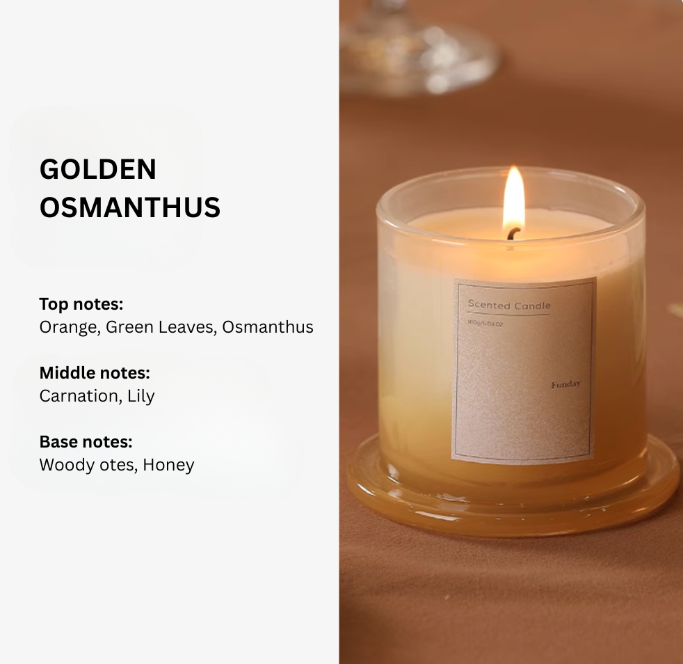 Golden Osmanthus 3-layer scented candle, fragrance notes – Simple Palette Singapore