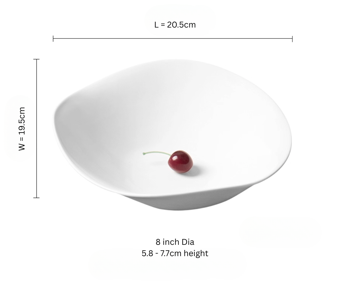 Luna shape white porcelain bowl, small 20.5cm – Simple Palette Singapore