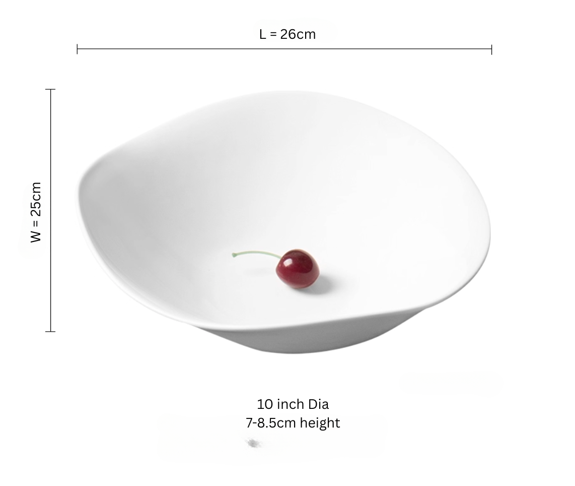 Luna shape white porcelain bowl, medium 26cm – Simple Palette Singapore