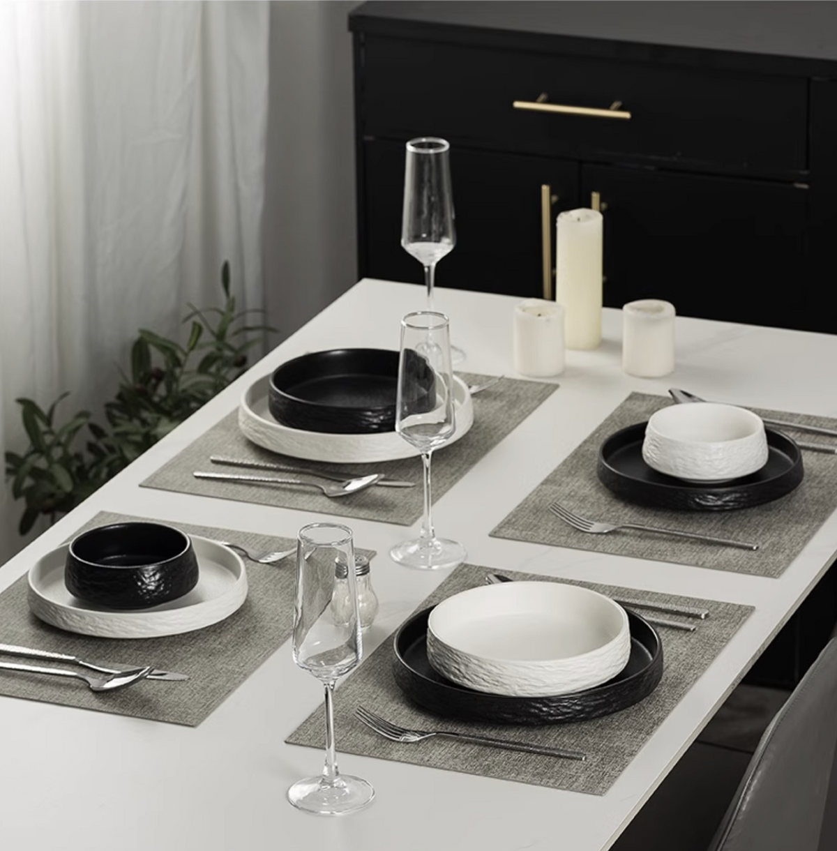 Dining table setting featuring Deep Plate – minimalist Singapore home dining inspiration