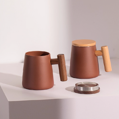 Purple clay mug with wooden cover – Simple Palette Singapore
