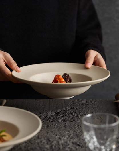 Clay Series straw hat bowl in neutral ceramic, photo 3 – Simple Palette Singapore