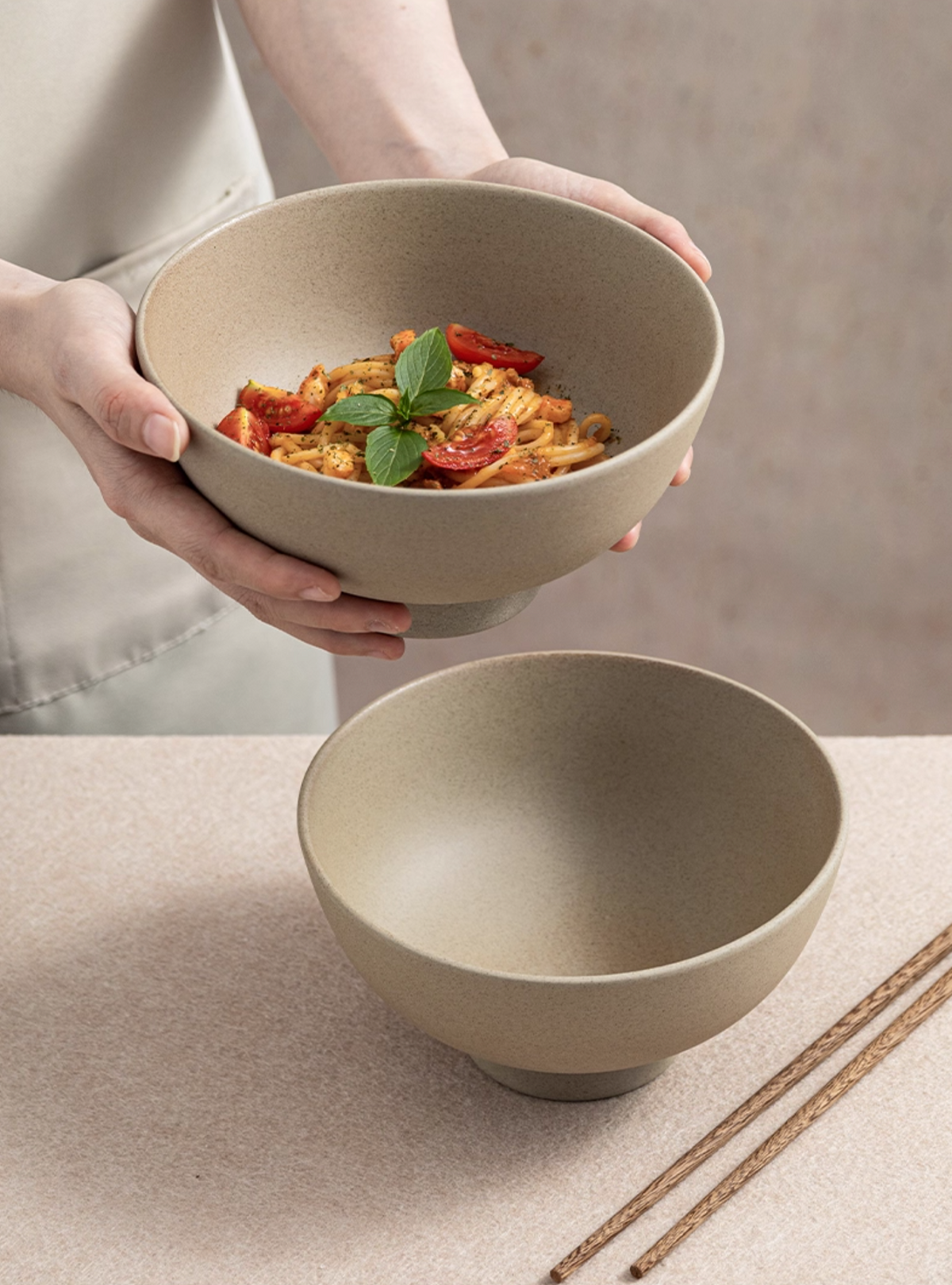 Clay Series tan soup bowl 7 inch, photo 4 – Simple Palette Singapore