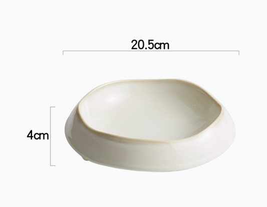 Irregular-shaped porcelain deep plate, big 8 inch – Simple Palette Singapore