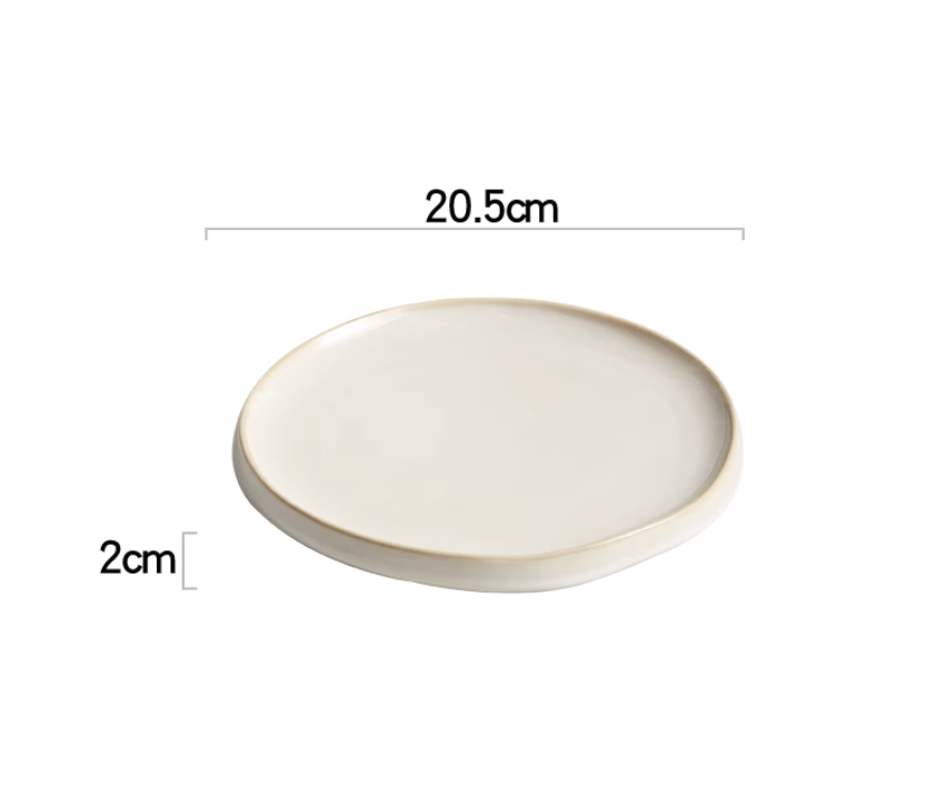 Irregular-shaped porcelain flat plate, small 8 inch – Simple Palette Singapore
