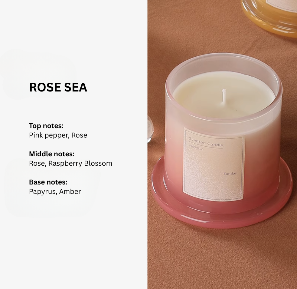 Rose Sea 3-layer scented candle, fragrance notes – Simple Palette Singapore