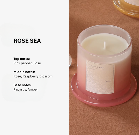Rose Sea 3-layer scented candle, fragrance notes – Simple Palette Singapore