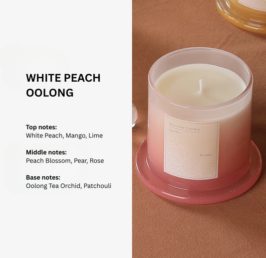 White Peach Oolong 3-layer scented candle, fragrance notes – Simple Palette Singapore