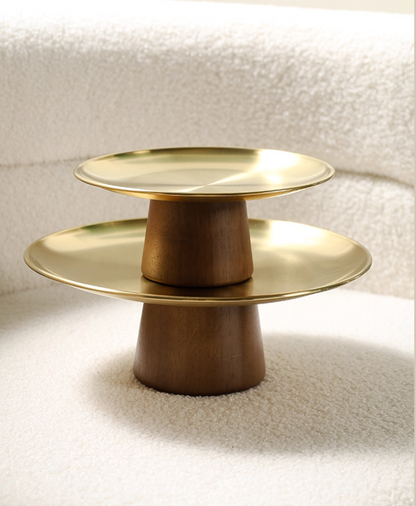 Serving platter stand size comparison guide showing small medium large options