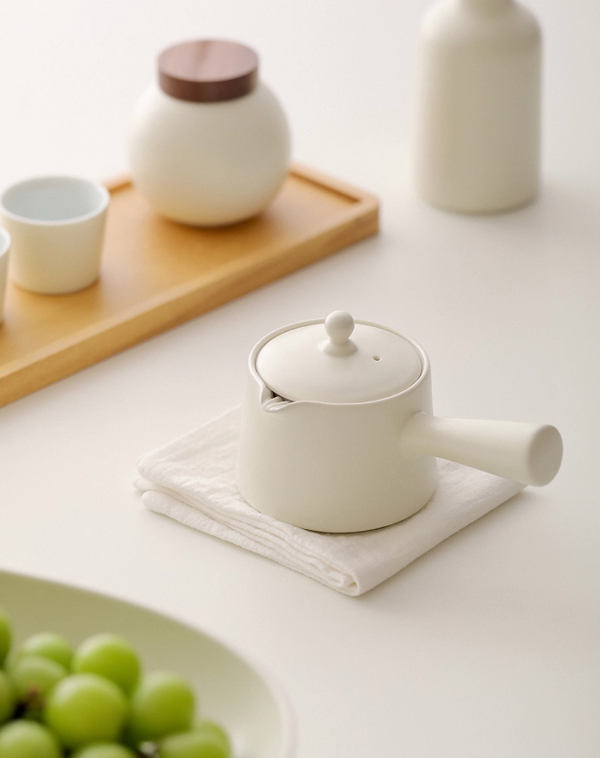 Top view of Wabi Sabi teapot lid showing ceramic finish and natural imperfections